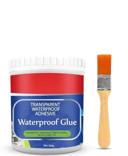 Image of Transparent Waterproof Adhesive Glue (300g) - Anti-Leakage Invisible Coating Layer with Application Brush for Bathroom Tiles, Balcony, Roof Cracks, and External Wall Leakage Repair