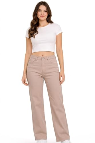 Image of Women Jeans Wide Leg High Waist Straight Fit Casual Pants - Everyday Comfort & Trend Style