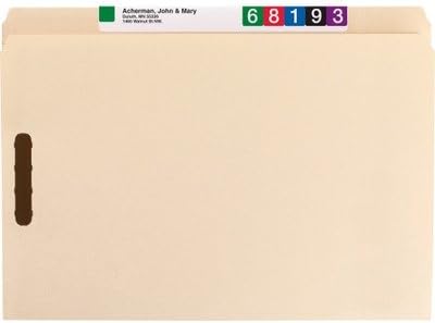 Smead 19513 Folders Two Fasteners Straight Cut Top Tab Legal Manila 50/Box