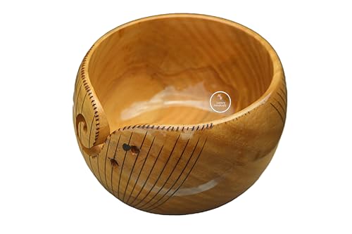Bol à fil en bois fait main avec découpe en spirale élégante pour tricot - 6
