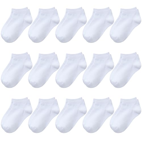 BOOPH Kids Socks for Boys Girls Low Cut Athletic Ankle Socks 4-6 Years White