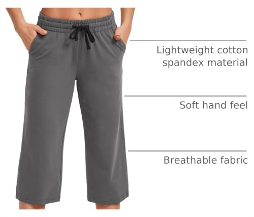 Image of SPECIALMAGIC Women Capri Pants Cotton Yoga Wide Leg Pajama Pants Capris Sweatpants Sports
