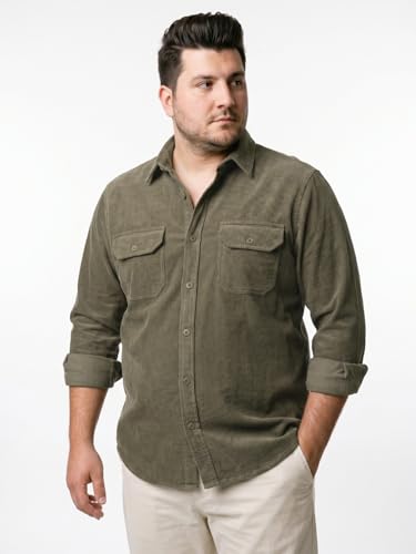 Image of Urbano Plus Men's Corduroy Full Sleeve Regular Fit Solid Overshirt with Utility Pockets