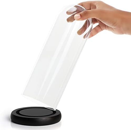 Belle Vous Glass Dome Cloche Bell Jar with Black Wooden Base - 26.5cm / 10.43 Inches - Clear Decorative Tabletop Display Case with Tray for Fairy Lights, Centrepieces and Antiques