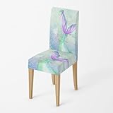 Stuhlhussen 8er Set Lila Grün Universal Hussen Für Stühle, Elastisch Modernes Gestaltung Abnehmbarer Waschbar StuhlHussen für Schlafzimmer, Wohnzimmer, Esszimmerstühle