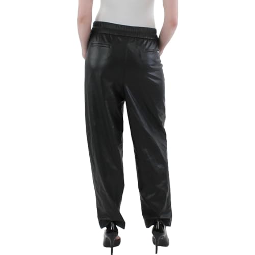 Anne Klein Womens Faux Leather Slim Ankle Pants Black M2