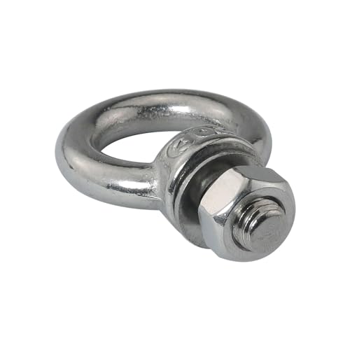 Image of 6PCS Screw Eye Bolts Stainless Steel Ring Eye Bolt Screw Eyebolt Stainless Steel Heavy Duty Eye Bolt with Nuts Male Screw Thread Ring Shoulder Eye Bolts for Straps Swing Chair, M8