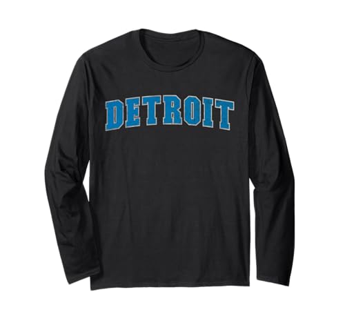Vintage Detroit Men Detroit Women Retro Blue T-Shirt Detroit Long Sleeve T-Shirt