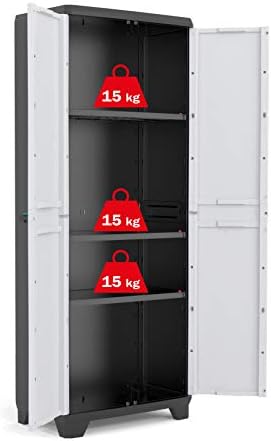 'Kis Plastic Cupboard Linear High, Light Grey/Black, 9724000 0616 02
