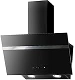 kopffreihaube 60 cm günstig  Dunstabszugshaube Schwarz  90cm  Randabsaugung  Touch Control & LED Beleuchtung  EEK A  415m³/h - 616m³/h Luftstrom  Abluft- und Umluft