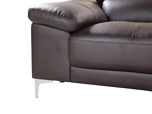 Vente-unique-Couchgarnitur Leder 3+2 - Braun - Solange – Bild 4