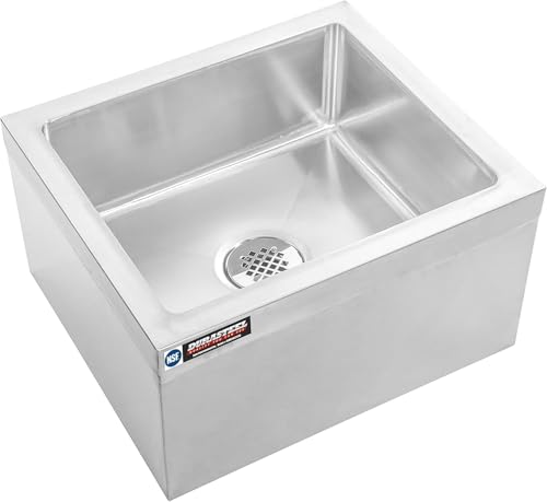 Image of DuraSteel 19 inch x 22 inch Commercial Mop Sink - NSF 304 Stainless Steel Mop Basin Floor Sink - Utility Room Service Basin with Leak Proof Flat Drain - Large Tub for Dog Washing, Filling Water Bucket
