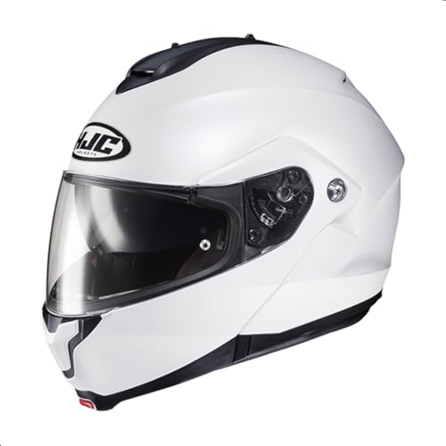 HJC C91 Solid Modular Motorcycle Helmet with HJ-17 Pinlock Shield, DOT Approved (Semi Flat Pearl White, X-Large)