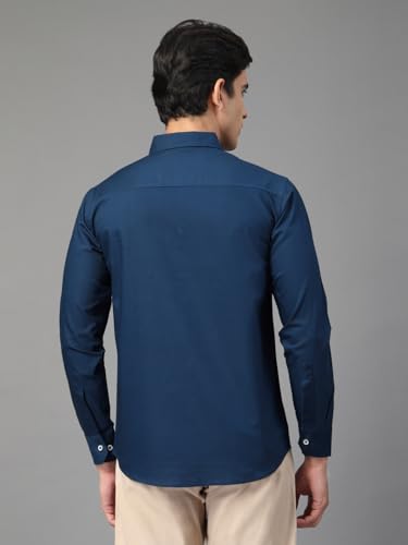 Image of Majestic Man Solid Cotton Casual Shirt - Slim Fit, Full Sleeves, Premium Button Closure