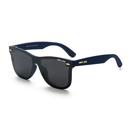 Image of grey jack Flat Top Lens Sunglasses,TR90 Retro One Piece Shades Polarized Sunglasses for Men Women 650