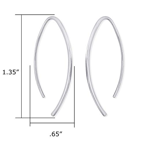 Boma Jewelry Sterling Silver Elliptical Threader Pull Through Hoop Earrings #TOP3