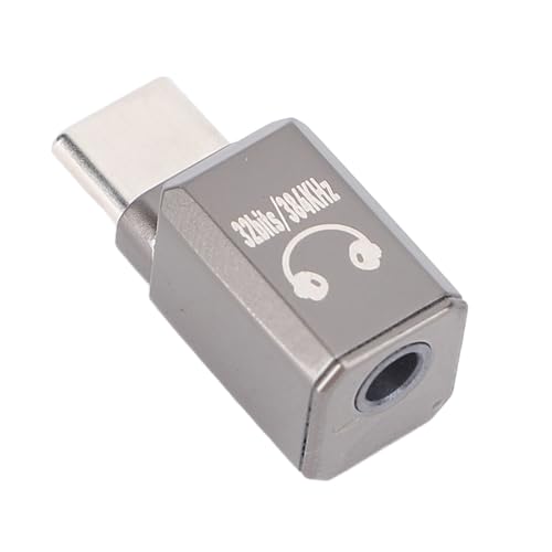 Cuifati USB C - 3.5mm �w�b�h�t�H���A�_�v�^�[ 32 �r�b�g 384kHz HiFi DAC �C�����C���R���g���[���ƃ{�����[���t�� IOS 16 Pro 16 Plus S24 S23 Ultra �p (�O���[)