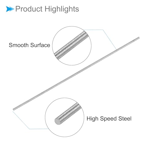 CoCud Runder Stahlstab, Durchmesser 0,8 mm, Länge 60 mm, Stab aus Hochgeschwindigkeitsstahl für Bastelarbeiten DIY für Bohrmaschinen, Drehmaschinen, Langweilmaschinen， 5 Stück