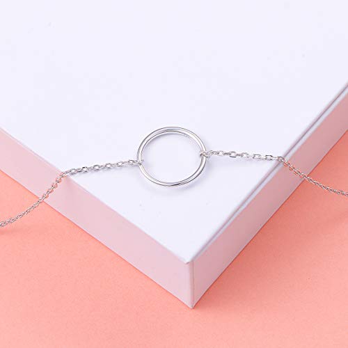 Ladytree S925 Sterling Silver Dainty Simple Choker Necklace,Rolo Chain,Adjustable 13 inches to 16 inches3