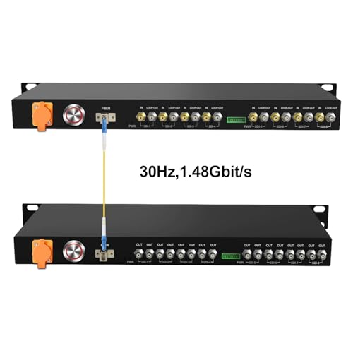 Image of 1U Rack-Mountable 8-Channel HD-SDI Fiber Converter Supporting CWDM and Loop Out, 1080@30Hz Uncompressed Fiber Extender Over Single LC Fiber Up to 20KM