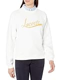 Lacoste Women's Women's Calligraphy Graphic Crewneck Sweatshirt Sweater, flour/Taffy, 10