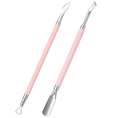 Image of Melodysusie 2Pcs Cuticle Pusher Set, with Dual-Ended Cuticle Pusher and Nail Polish Scraper, Stainless Steel Cuticle Remover Set, Pedicure Manicure Tools for Home Salon