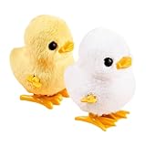 CORHAD 2 Piezas Juguetes de Animales de Peluche con Mecanismo de Resorte Amarillo y Blanco para Fiestas Infantiles y Regalos de Cumpleaños
