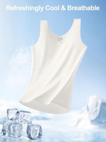 Odoland Men's 3 Pack Seamless Compression Shirt Body Shaper Vest, Ice Silk Invisible Shapewear Tank Tops3