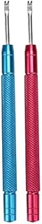 DAUERHAFT 2pcs Watch Hands Lever,Watch Needle Lifting Removing Tool with Knurled Handle,Alloy Steel Watch Repair Needle Leve Accessory (Red + Blue),for Watch Hands Disassemble Repairing