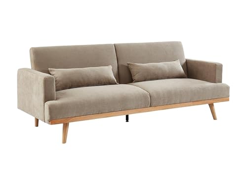 Vente-unique - Canapé 3 Places Convertible clic-clac en Tissu ESME - Beige