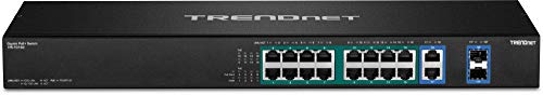 TRENDnet Switch PoE+ Gigabit 18 Puertos, 16 Puertos PoE+, 2 Puertos Compartidos Gigabit, 36Gbps, 440W Presupuesto PoE, Modelo TPE-TG182F (Renovado) miniatura 2