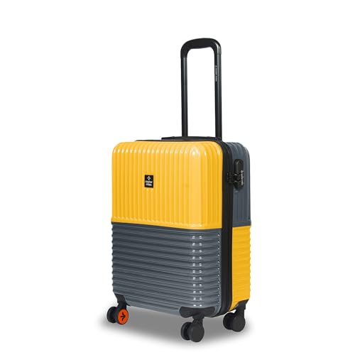 Image of Nasher Miles Istanbul Hard-Sided ABS and PC Cabin Luggage 20 inch | 55cm | 8 Wheels Small Trolley Bag for Travel | Suitcase (Yellow Grey)