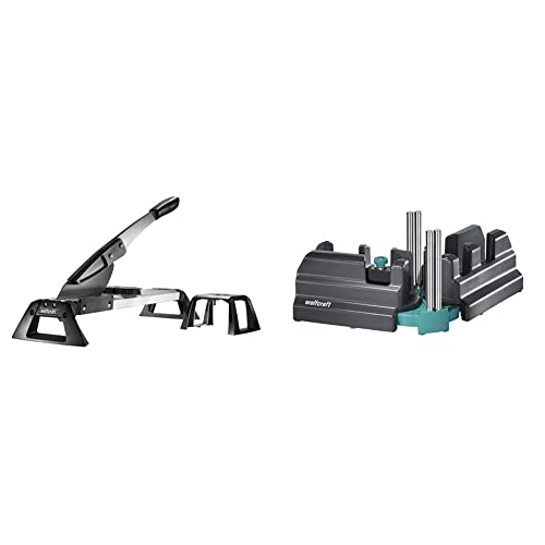 wolfcraft 6939000 VLC 800 Guillotina para corte de vinilo y laminados & Soporte de ajuste y corte, 6948200, Producto 2 en 1 para rodapiés exactos