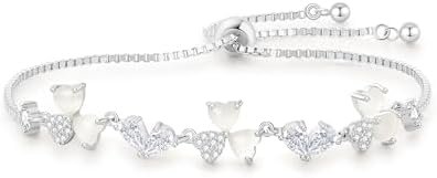 Pure Silver Women's Tennis Bracelets, Sterling Silver Birthstone Link Bracelets for Women, Perfect Gifts for Mom Girlfriend Wife Daughter