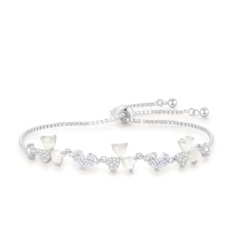 Pure Silver Women's Tennis Bracelets, Sterling Silver Birthstone Link Bracelets for Women, Perfect Gifts for Mom Girlfriend Wife Daughter