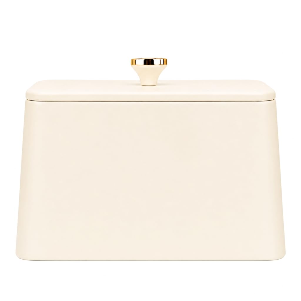 EHC Large Bread Bins for Kitchen, Metal Bread storage Box Container Tin, Matt Cream, 35 x 23 x 20.5 cm