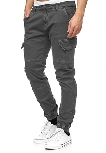 Indicode Hombres August Pantalón Cargo de algodón con 6 Bolsillos Raven L | Ya disponible en tu tienda friki favorita! En mundofriki.es!