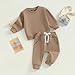 Tiaham Baby Boy Clothes Girl Outfits Fashion Sweatshirt Sweat Pant Kids Toddler Tops Pant Sets (Coffee, 12-18 Months)