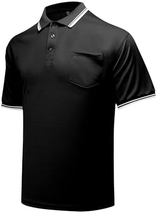 VKT Umpire Shirt Polo Short Sleeve Baseball Softball Ref Uniform Referee Gear Sized for Chest Protector Black S