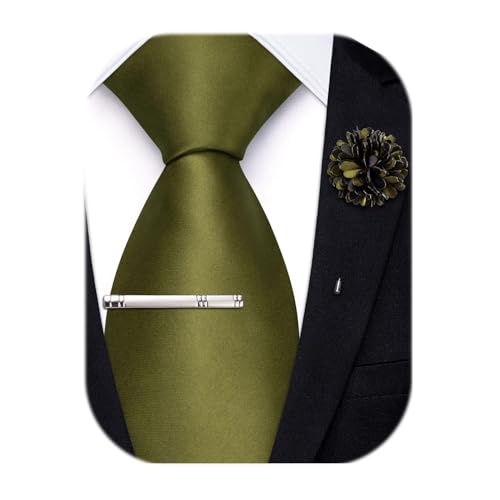Image of Hi-Tie Men's Extra Long Solid Satin Tie Set 63 Inch /70 Inch Formal Necktie