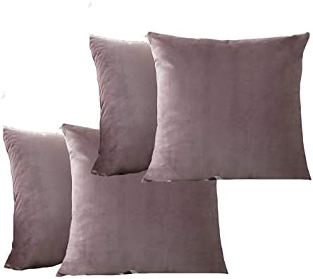 SWISSPACK Velvet 20"X20" Soft Decorative Square Throw Pillow Case Cushion Covers Pillowcases for Livingroom Sofa Bedroom with Invisible Zipper!BIG SIZE! 4 Pieces  (DARK GREY)
