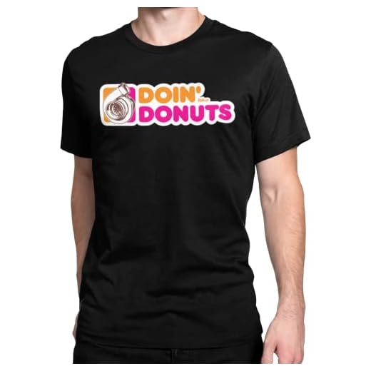 Doing Donuts Turbo T-Shirt | Adult CAR Automotive Shirt (Large) Black