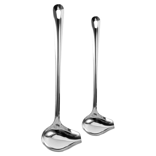SHINEOFI Cucharas para Salsa de Acero Inoxidable 2 Piezas Grande y Pequeño para Decorar Salsas y Aderezos Utensilio de Cocina para Hogar y Restaurante