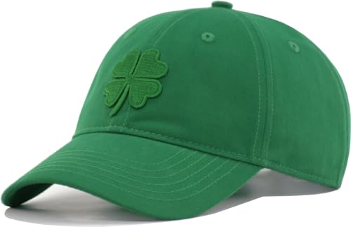 AOSMI Four Leaf Clover St. Patrick's Day Hat for Men Women Lucky Shamrock Irish Baseball Cap Gift Kelly Green