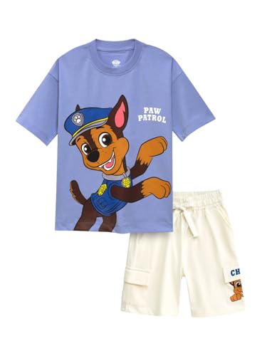 Image of Nap Chief Kids Cotton Paw Patrol Print Co-Ord Set for Boys & Girls | Half Sleeve T-Shirt & Shorts Set | Soft Casual Summer Wear