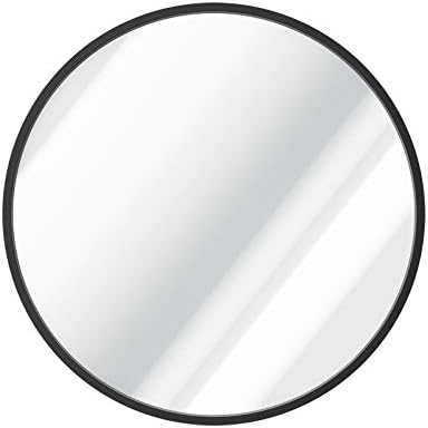 QNINE 90 x 90cm Round Mirror for Walls, Matte Black Metal Frame, Large Circle Mirror for Bathroom, Bedroom, Living Room, Entryway, Modern Style