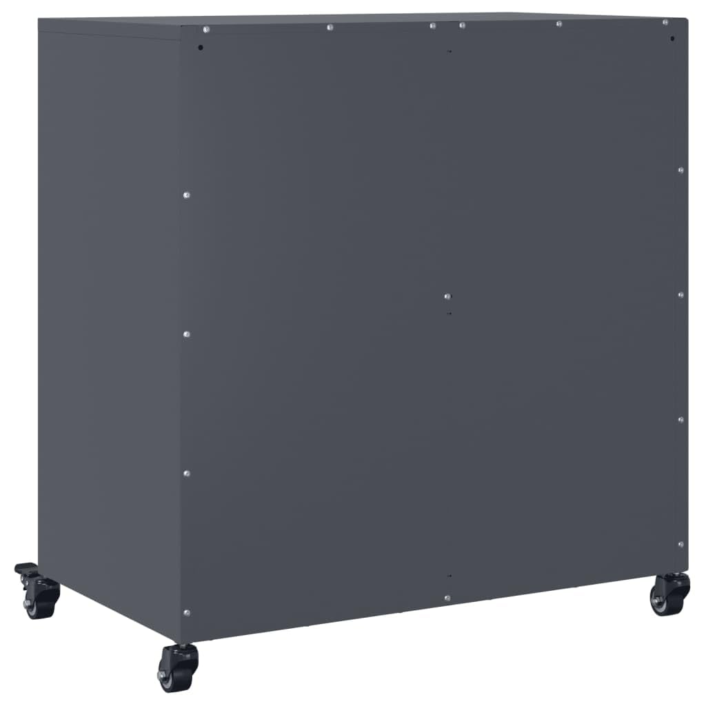 Buffet anthracite 68 x 39 x 72 cm en acier avec roulettes