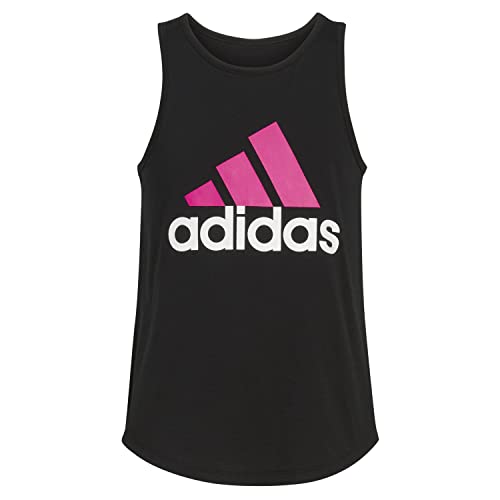 Adidas Girls' Big Sleeveless Curved Hem Tank Top, Black, L (14) #TOP24