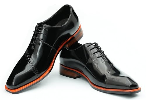 Santimon Men's Oxfords Formal Dress Patent Leather Derby Fashion Business Wedding Prom Tuxedo Casual Square Toe Oxford Walking Shoes for Men3