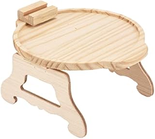 Sofa Arm Tray Table Armrest Tray Bamboo Clip-On Tray Foldable Couch Tray Stable Couch Arm Rest Organizer Round Sofa Clip Table for Drinks Snacks Phone